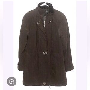 FLEET STREET Brown Full Zip Toggle Button Raincoat Jacket Size PM